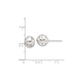 Sterling Silver Dome Stud Earrings with Cubic Zirconia Accents, Modern Polished Round Design