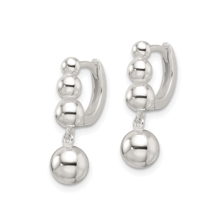 Sterling Silver Dangle Earrings with Triple Ball Beaded Drop and Leverback Closure for Women