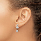 Sterling Silver Dangle Earrings with Triple Ball Beaded Drop and Leverback Closure for Women