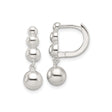 Sterling Silver Dangle Earrings with Triple Ball Beaded Drop and Leverback Closure for Women