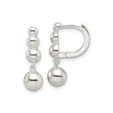 Sterling Silver Dangle Earrings with Triple Ball Beaded Drop and Leverback Closure for Women
