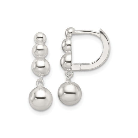 Sterling Silver Dangle Earrings with Triple Ball Beaded Drop and Leverback Closure for Women
