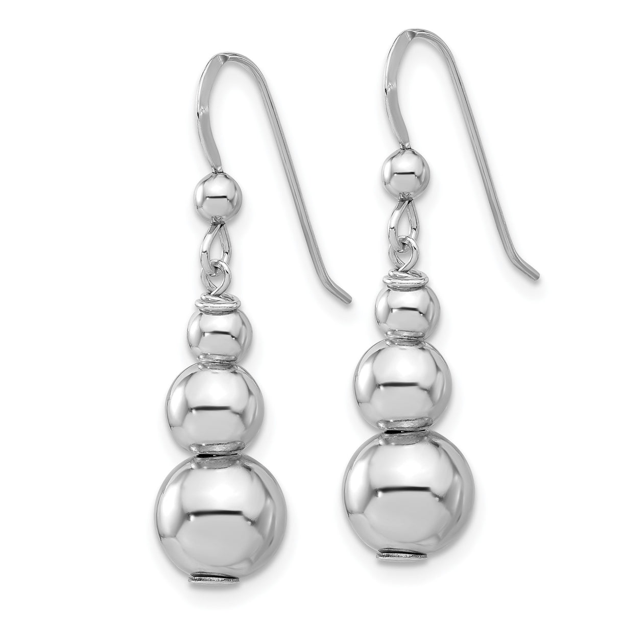 Sterling Silver Dangle Earrings with Triple Bead Drops, Minimalist Long Drop Style