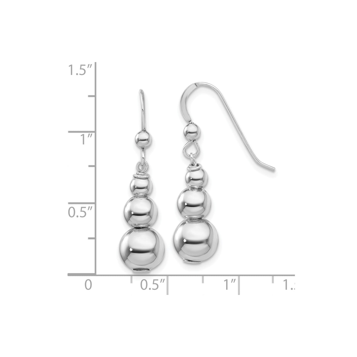 Sterling Silver Dangle Earrings with Triple Bead Drops, Minimalist Long Drop Style