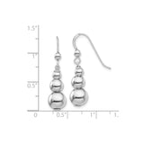 Sterling Silver Dangle Earrings with Triple Bead Drops, Minimalist Long Drop Style