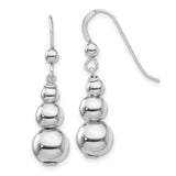 Sterling Silver Dangle Earrings with Triple Bead Drops, Minimalist Long Drop Style