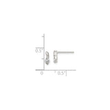 Sterling Silver Stud Earrings with Clear Cubic Zirconia, Round Cut Minimalist Design for Women