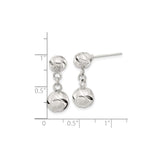 Sterling Silver Dangle Earrings with Twisted Ball Bead Design, Lightweight Modern Drop Style