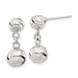 Sterling Silver Dangle Earrings with Twisted Ball Bead Design, Lightweight Modern Drop Style