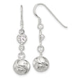 Sterling Silver Dangle Earrings with Heart-Shaped Cubic Zirconia and Floral Ball Charms