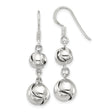 Sterling Silver Dangle Earrings with Double Knot Bead Drops, Polished Twist Design, Lightweight Contemporary Style, Elegant Interwoven Silver Accessories for Women, Classic Everyday Wear