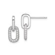 Sterling Silver Dangle Earrings with Cubic Zirconia, Interlocking Oval Link Design