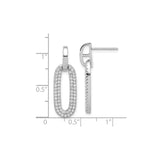 Sterling Silver Dangle Earrings with Cubic Zirconia, Open Oval Drop Design