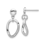 Sterling Silver Drop Dangle Earrings with Twisted Oval and Teardrop Shapes, Minimalist Modern Style