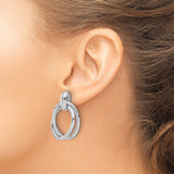 Sterling Silver Hoop Earrings, Interlocking Triple Oval Studs, Minimalist Lightweight Design