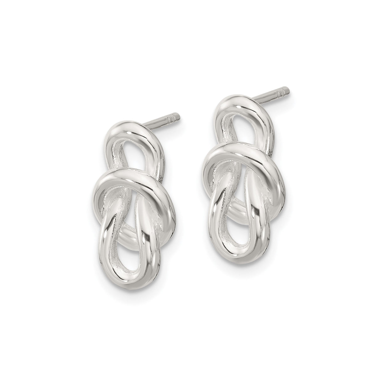 Sterling Silver Knot Stud Earrings with Intertwined Loop Design, Polished Minimalist Style