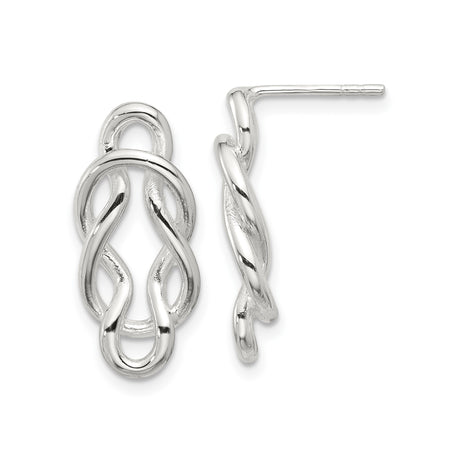 Sterling Silver Infinity Knot Earrings with Twisted Loop Design