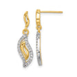 Sterling Silver Drop Earrings with Cubic Zirconia, Gold Plated Abstract Wave Design