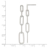 Sterling Silver Dangle Earrings, Elongated Paperclip Chain, Minimalist Drop Design for Women