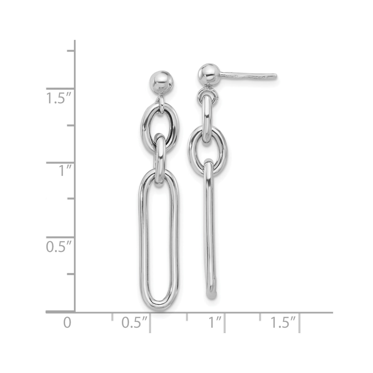 Sterling Silver Drop Earrings, Abstract Oval Link Design with Chain Accents