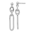 Sterling Silver Drop Earrings, Abstract Oval Link Design with Chain Accents