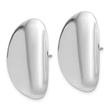 Sterling Silver Oval Stud Earrings, High Polish Concave Design, Minimalist Modern Style