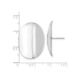 Sterling Silver Oval Stud Earrings, High Polish Concave Design, Minimalist Modern Style
