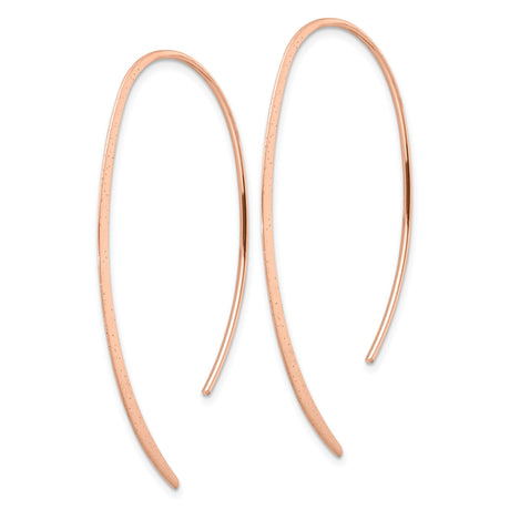 Sterling Silver Threader Earrings, Rose Gold Plated, Long Curved Minimalist Drop Style