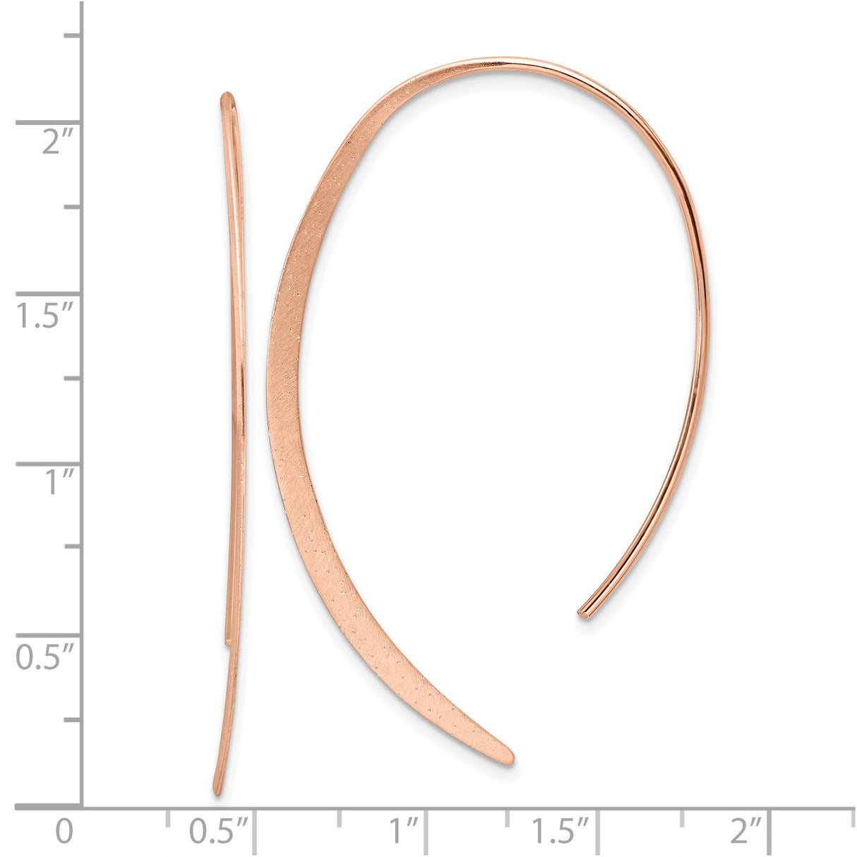 Sterling Silver Threader Earrings, Rose Gold Plated, Long Curved Minimalist Drop Style