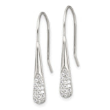 Sterling Silver Drop Earrings with Pavé-Set Cubic Zirconia, Modern Teardrop Design for Women