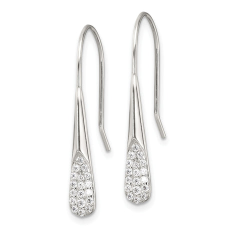 Sterling Silver Drop Earrings with Pavé-Set Cubic Zirconia, Modern Teardrop Design for Women