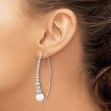 Sterling Silver Drop Earrings with Simulated Pearls, Polished Beads, Minimalist Dangle Design