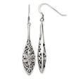 Sterling Silver Teardrop Dangle Earrings with Openwork Floral and Vine Design