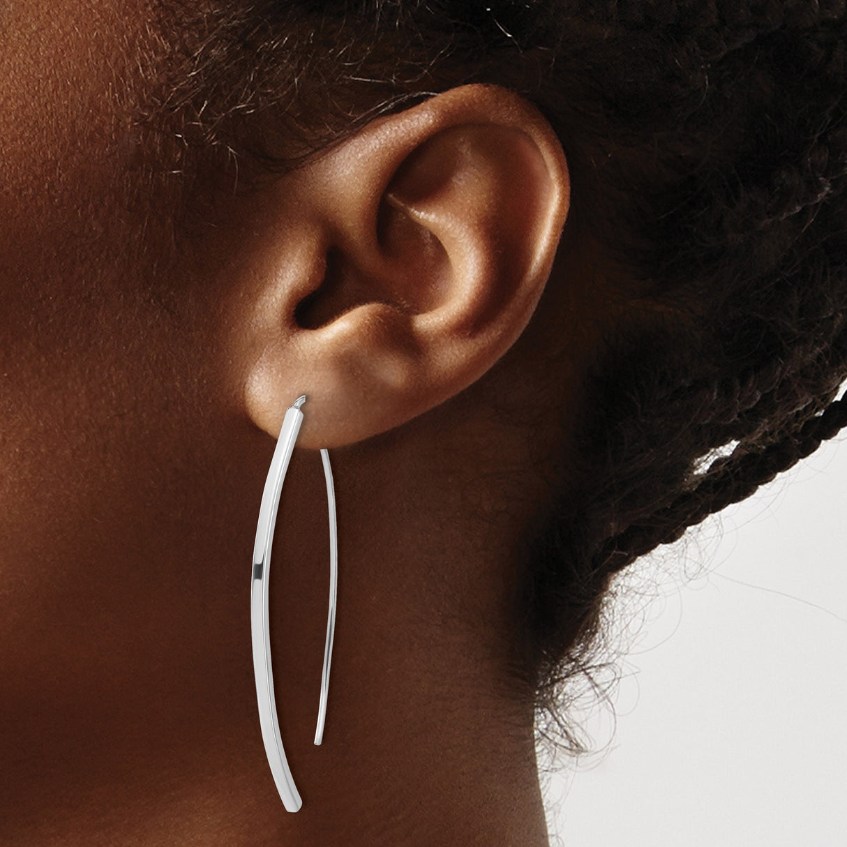 Sterling Silver Threader Earrings with Sleek Curved Bar Design, Minimalist Drop Style for Women