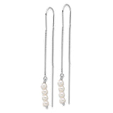 Sterling Silver Threader Earrings with Cubic Zirconia and Freshwater Pearls, Modern Drop Style