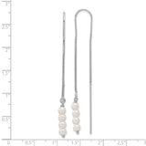 Sterling Silver Threader Earrings with Cubic Zirconia and Freshwater Pearls, Modern Drop Style