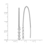 Sterling Silver Threader Earrings with Cubic Zirconia, Minimalist Linear Drop Design
