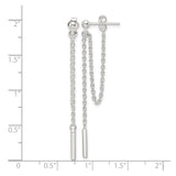 Sterling Silver Dangle Earrings, Long Drop Chain with Sleek Bar Accents, Minimalist Threader Style