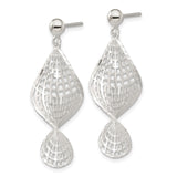 Sterling Silver Dangle Earrings with Open Lattice and Twisted Geometric Design