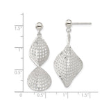 Sterling Silver Dangle Earrings with Open Lattice and Twisted Geometric Design