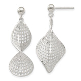 Sterling Silver Dangle Earrings with Open Lattice and Twisted Geometric Design