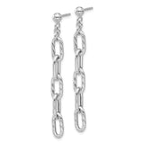Sterling Silver Dangle Earrings with Twisted and Smooth Elongated Chain Link Design