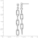Sterling Silver Dangle Earrings with Twisted and Smooth Elongated Chain Link Design