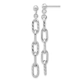 Sterling Silver Dangle Earrings with Twisted and Smooth Elongated Chain Link Design