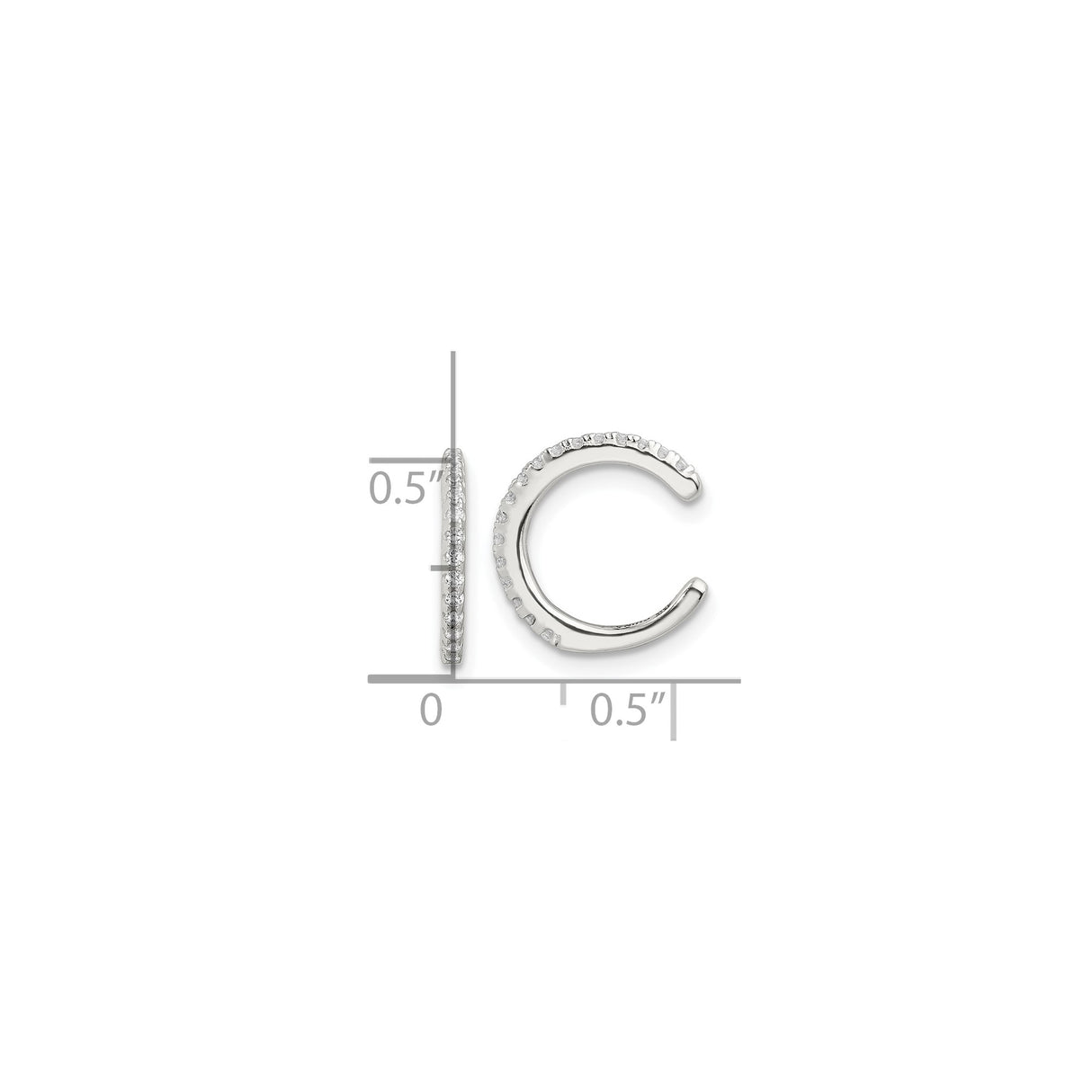 Sterling Silver Elegant Ear Cuff With Clear CZ No Piercing