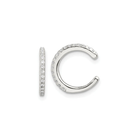 Sterling Silver Ear Cuff for Women with Clear Cubic Zirconia, No Piercing Required, Sleek Curved Design, Minimalist Modern Jewelry, Stackable Fashion Earring, Contemporary Sparkly Accessory