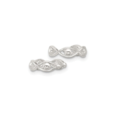 Sterling Silver Ichthys Ear Cuff With Raised Sphere Accent