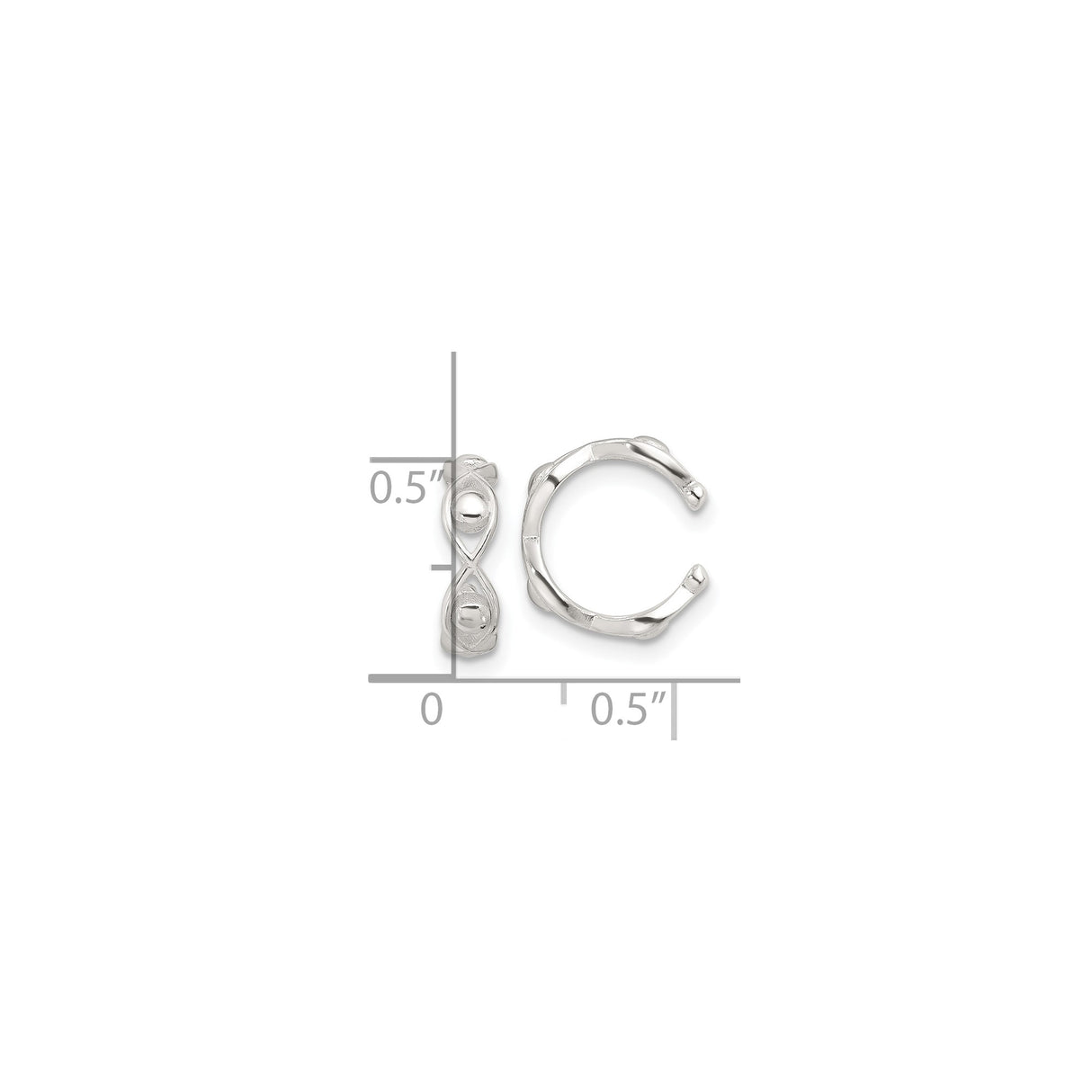 Sterling Silver Ichthys Ear Cuff With Raised Sphere Accent
