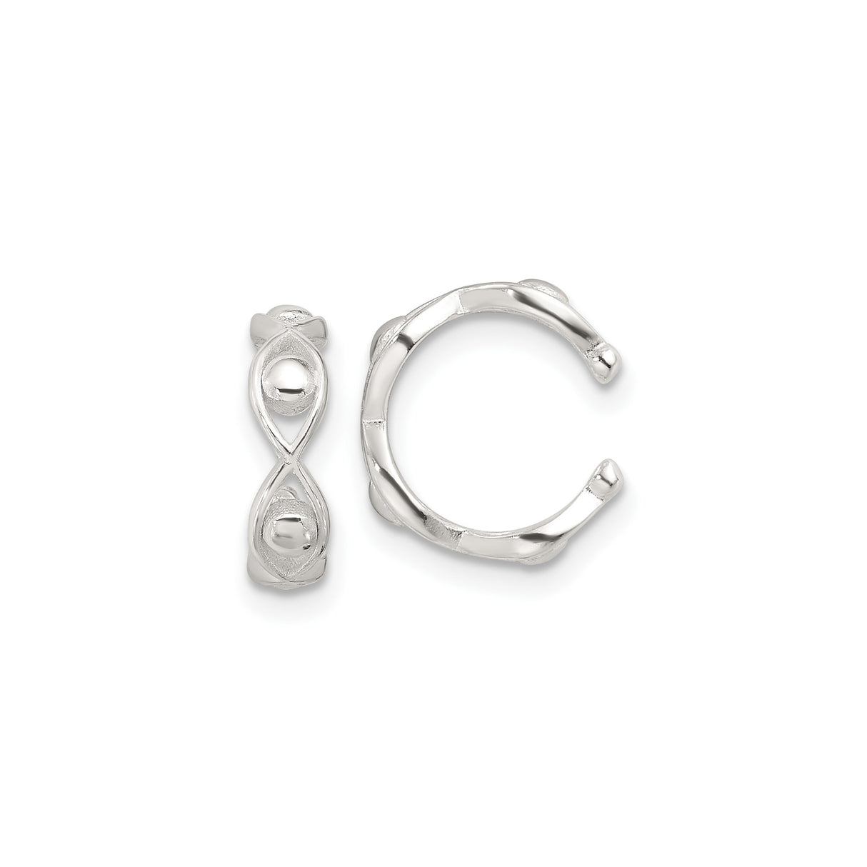Sterling Silver Ear Cuff for Women Featuring Ichthys Symbol and Raised Sphere Accent, Non Pierced Christian Earring with Faith Symbol, Religious Ear Wrap, Spiritual Jewelry for Christian Accessory