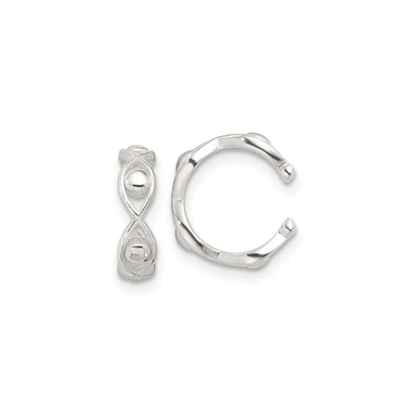Sterling Silver Ear Cuff for Women Featuring Ichthys Symbol and Raised Sphere Accent, Non Pierced Christian Earring with Faith Symbol, Religious Ear Wrap, Spiritual Jewelry for Christian Accessory
